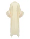 Taller Marmo Feather-embellishment Maxi Dress In Neutral