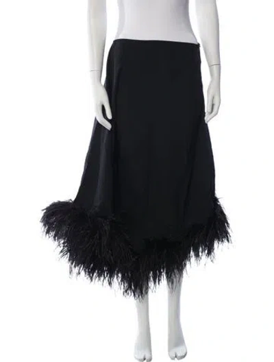 Pre-owned Taller Marmo Feather Trim Long Skirt In Black