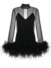 Taller Marmo Gina Feather-trimmed Crepe Mini Dress In Black