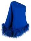 Taller Marmo Piccolo Ubud Feather-trimmed Minidress In Blue