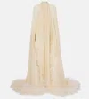 Taller Marmo Feather-trimmed Silk Gown In Neutral