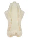 Taller Marmo Feather-trimmed Silk Maxi Dress In Neutral