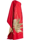 Taller Marmo Floral Print One-shoulder Maxi Dress In Red