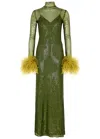 TALLER MARMO TALLER MARMO FONDA PEPE FEATHER-TRIMMED SEQUIN GOWN