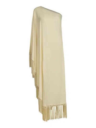 TALLER MARMO FRINGE DETAIL ASYMMETRIC SINGLE-SHOULDER DRESS