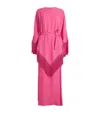 Taller Marmo Fringed Bohemian Kaftan Maxi Dress In Pink