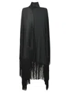 Taller Marmo Mrs Ross Fringed Scarf-neck Crepe Kaftan Dress In Black