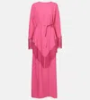 Taller Marmo Fringed Bohemian Kaftan Maxi Dress In Pink