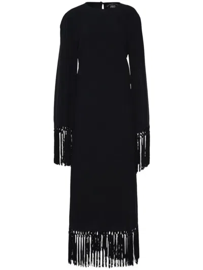 Taller Marmo Fringed Dress In 黑色