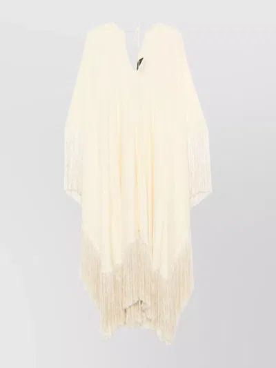 TALLER MARMO FRINGED LONG DRESS DRAPED SLEEVES