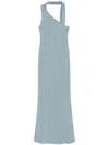 Taller Marmo Caroline Long Dress Scarf Detailing In Blue