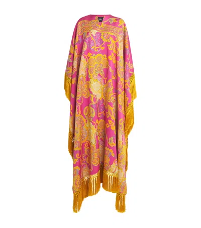 Taller Marmo Fringed Pahlavi Kaftan Maxi Dress In Pink