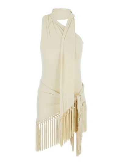 Taller Marmo Fringed Wrap-neckline Swim Shorts In Neutral