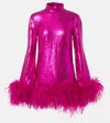 Taller Marmo Gina Sequined Feather-trimmed Minidress In Pink