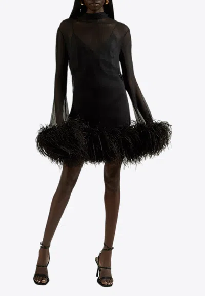 TALLER MARMO GINA SPIRITO FEATHER-TRIMMED MINI DRESS