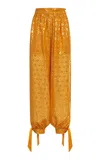 Taller Marmo Giuni Metallic Printed Silk-blend Pants In Orange