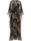 Taller Marmo Sunburst Long Sleeve Kaftan With Sequin Embellishment In Black