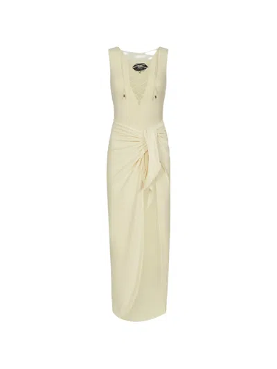 Taller Marmo Grand Sahara Lace-up Swimsuit And Pareo Set In Neutral