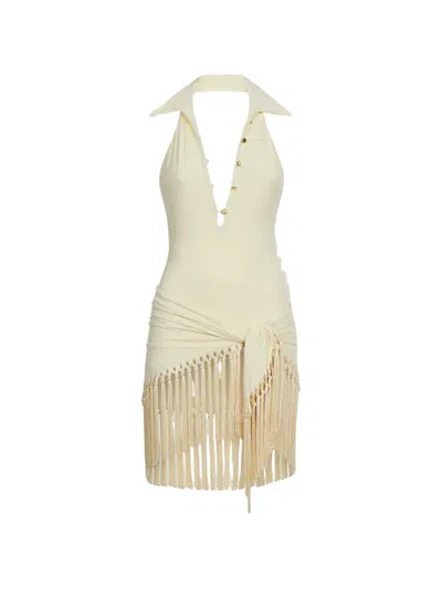 Taller Marmo Grand Tropicana Fringed-detail Swimsuit In Neutral