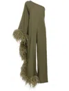 Taller Marmo Ebro Feather-trim Jumpsuit In Green