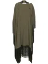 Taller Marmo Kaftan Asymmetric Neck Fringed In Green