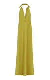 Taller Marmo Gunilla Button Detail Satin Maxi Dress In Yellow