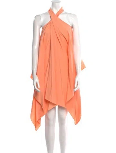 Pre-owned Taller Marmo Halterneck Knee-length Dress W/ Tags In Orange