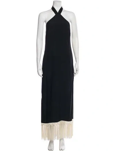 Pre-owned Taller Marmo Halterneck Long Dress In Black