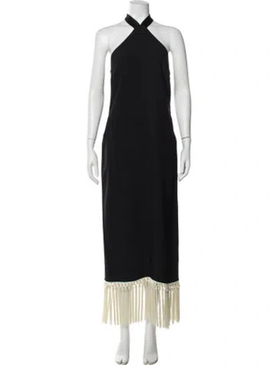 Pre-owned Taller Marmo Halterneck Long Dress In Black
