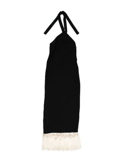 Pre-owned Taller Marmo Halterneck Long Dress In Black