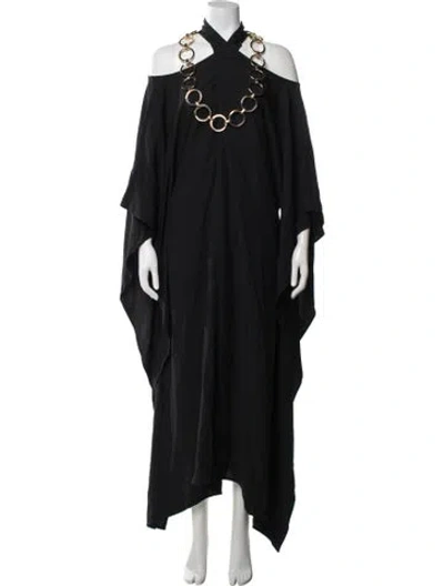 Pre-owned Taller Marmo Halterneck Long Dress In Black