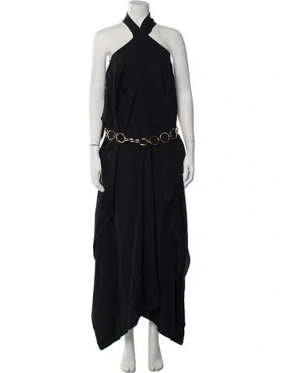 Pre-owned Taller Marmo Halterneck Long Dress In Black