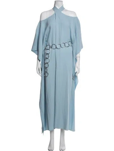 Pre-owned Taller Marmo Halterneck Long Dress In Blue
