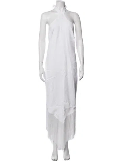 Pre-owned Taller Marmo Halterneck Long Dress W/ Tags In White