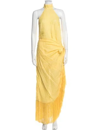 Pre-owned Taller Marmo Halterneck Long Dress W/ Tags In Yellow