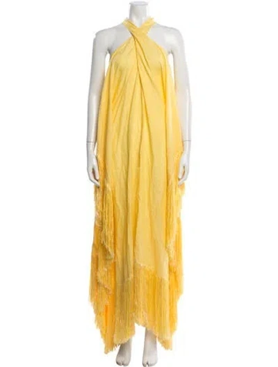 Pre-owned Taller Marmo Halterneck Long Dress In Yellow