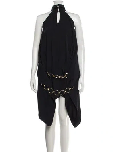 Pre-owned Taller Marmo Halterneck Mini Dress In Blue