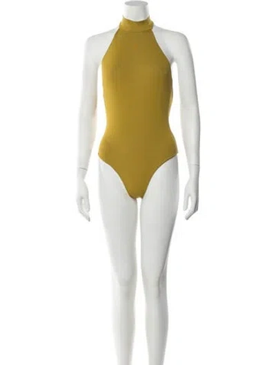 Pre-owned Taller Marmo Halterneck Sleeveless Bodysuit In Yellow