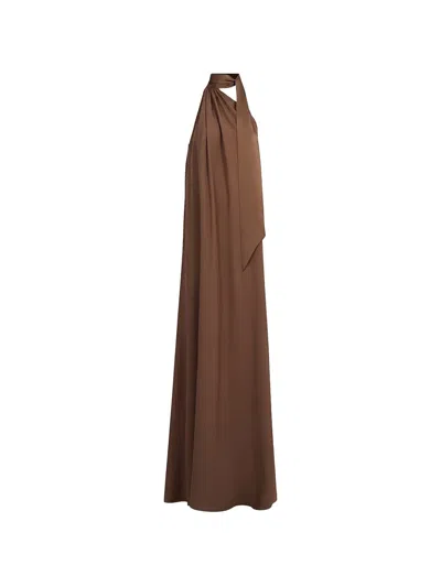Taller Marmo Halterneck Tie-fastening Dress In Brown