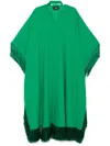 Taller Marmo Long Kaftan With Fringed Edge And Attached Scarf