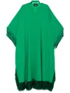 Taller Marmo Long Kaftan With Fringed Edge And Attached Scarf