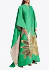 Taller Marmo Iman Floral Print Maxi Kaftan Dress In Green