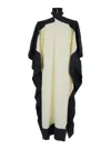 TALLER MARMO IVORY AND BLACK KAFTAN DRESS WITH CUT-OUT ON SHOULDERS IN ACETATE BLEND WOMAN