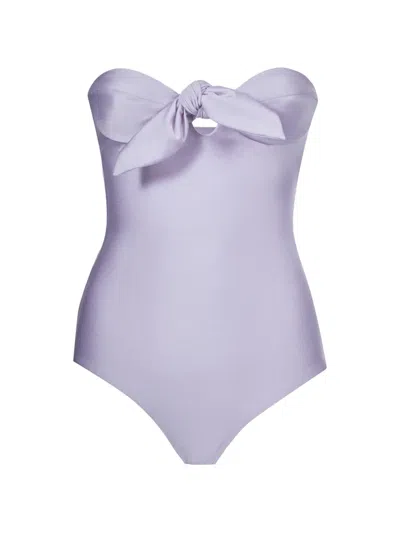 Taller Marmo Knot-bandeau Swimsuit In Purple