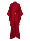 Taller Marmo La Luna Crytal-embellished Belted Cady Gown In Red