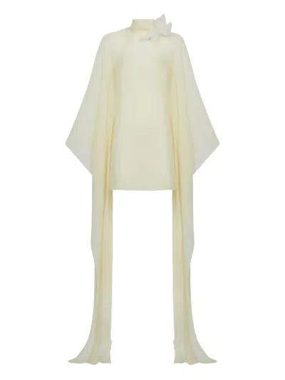 Taller Marmo Lanzarote Flower-embellished Silk Mini Dress In Yellow