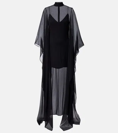 Taller Marmo Lanzarote Garden Crêpe Chiffon Kaftan In Black