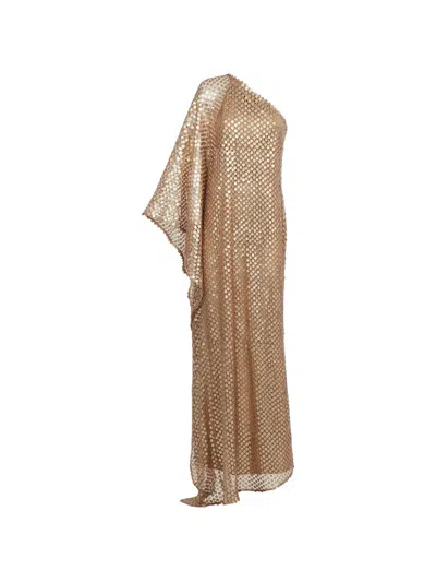 Taller Marmo Le Dune Sequin-embellished One-shoulder Maxi Dress In Gold