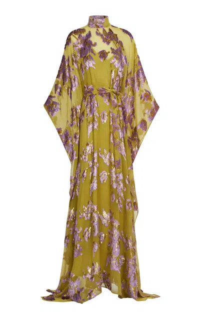 Taller Marmo Leonor Floral Jacquard Kaftan In Green
