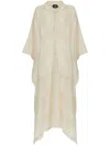 Taller Marmo Long Kaftan In Cotton With Horizontal Stripes In Nude